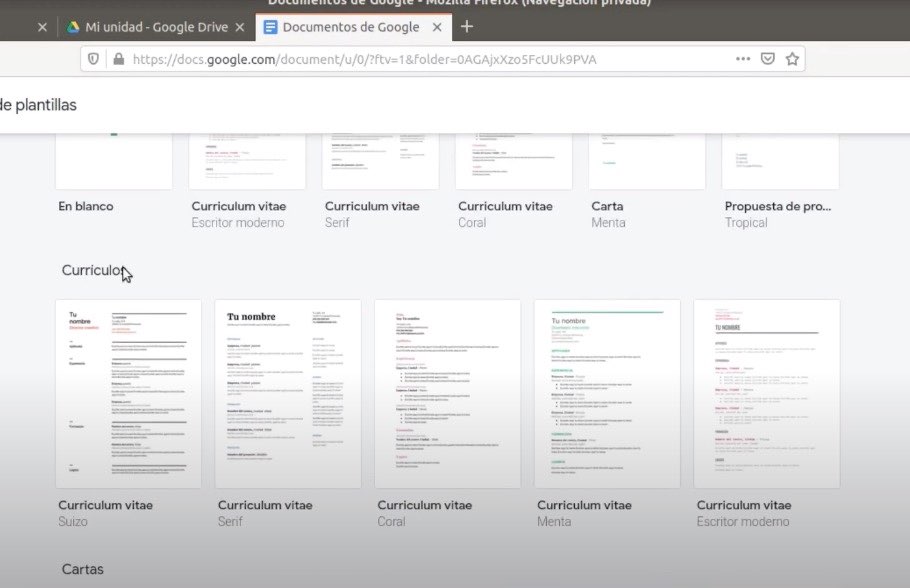plantillas curriculum google docs