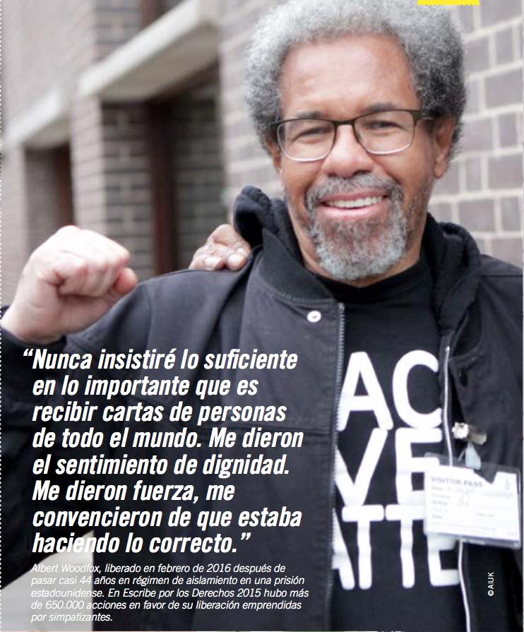 Albert Woodfox, liberado en febrero de 2016 después de pasar casi 44 años en régimen de aislamiento en una prisión estadounidense.